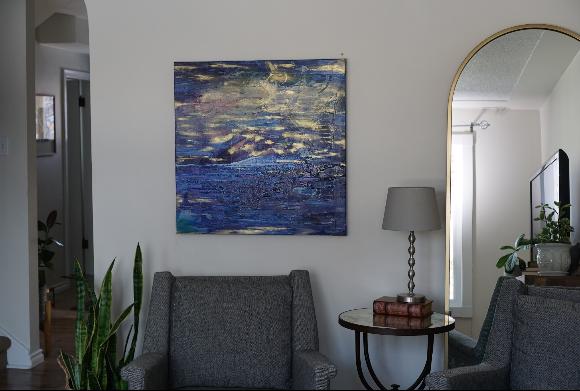 Rainy Day, Abstract, Acrylic and Gel mediums, 30” By 30”, 2018