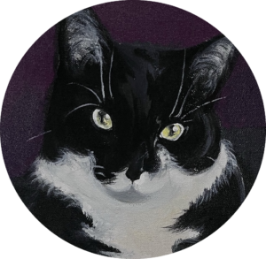 RAFIKI,ACRYLIC,COMMISSION, 11” BY 14” 2022.