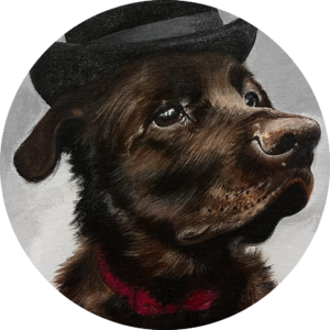 HIGGINS,ACRYLIC,COMMISSION, 11” BY 14” 2022.